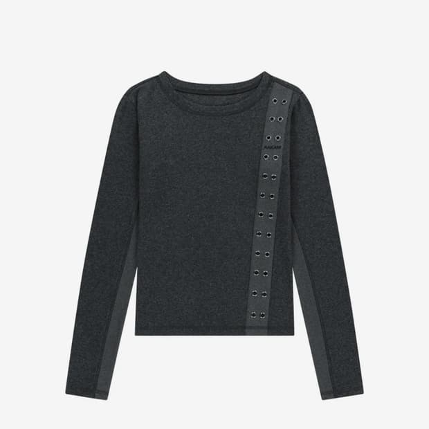 아캄 Side Eyelet Long Sleeve (Dark Gray)