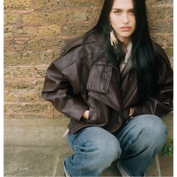 구해요) 자라 페이크레더자켓 브라운 L-XL