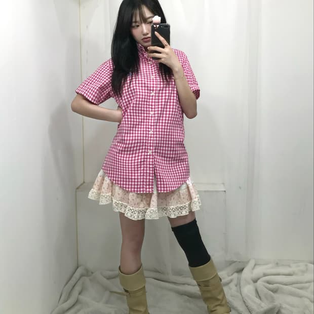 Polo Ralph Lauren 폴로 핑크 체크 반팔 셔츠