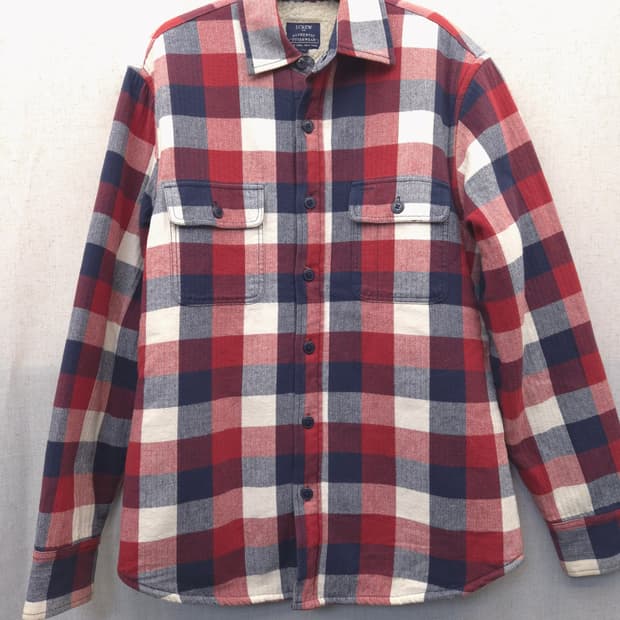 제이크루 양털 레드 체크 셔츠 자켓