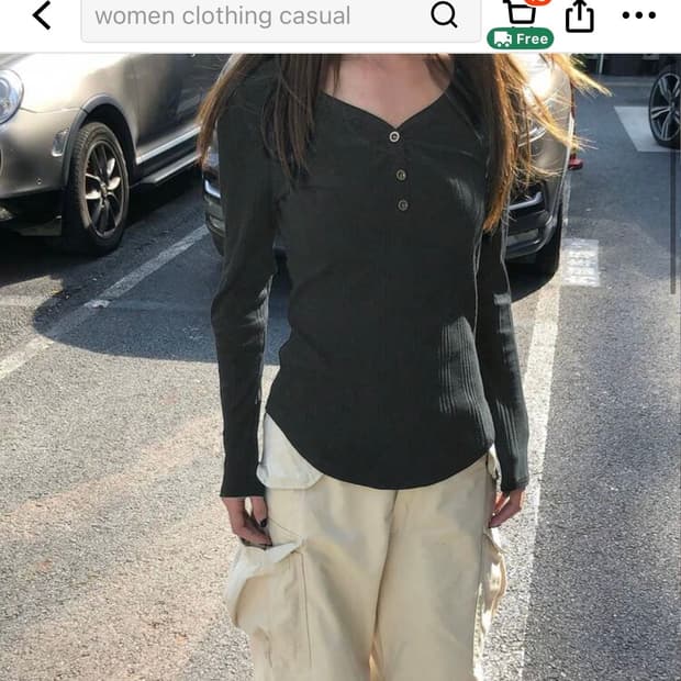 쉬인 싱글 브레스트 긴팔 티셔츠