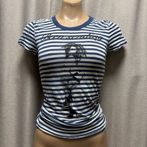 Moussy Border Striped Graphic Tee