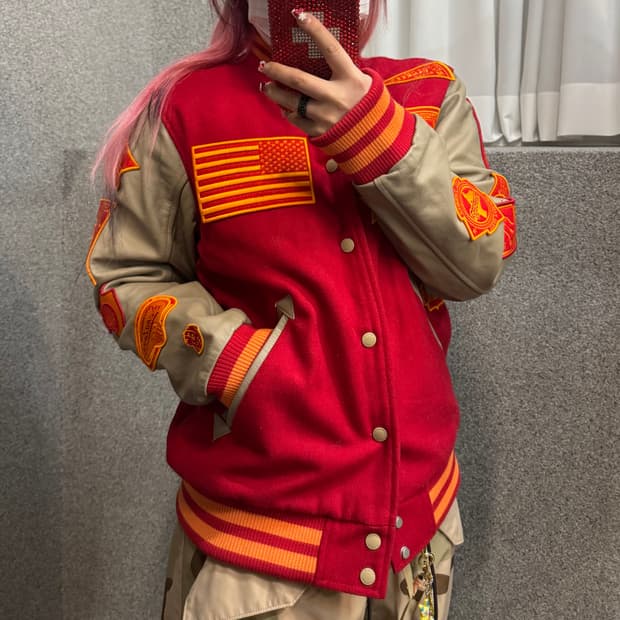 NEW ERA patch detail bomber jacket