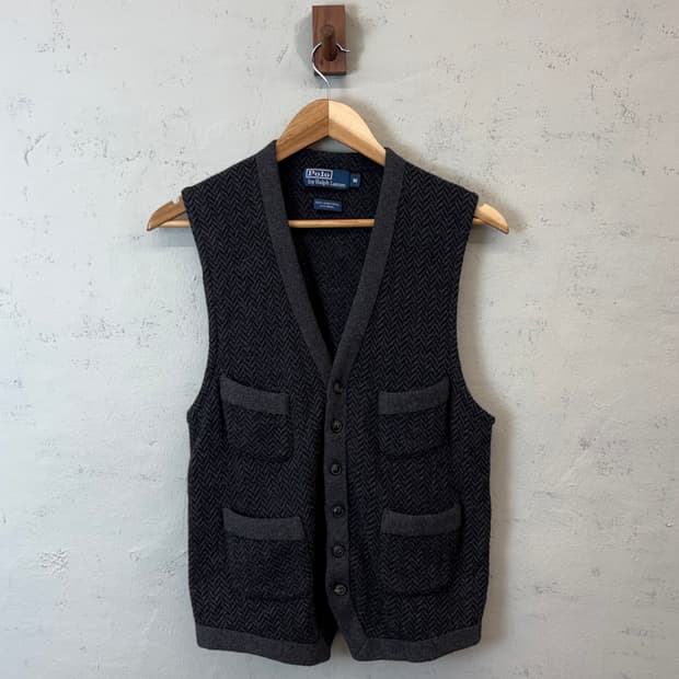 폴로랄프로렌 빈티지 울 헤링본 니트 베스트