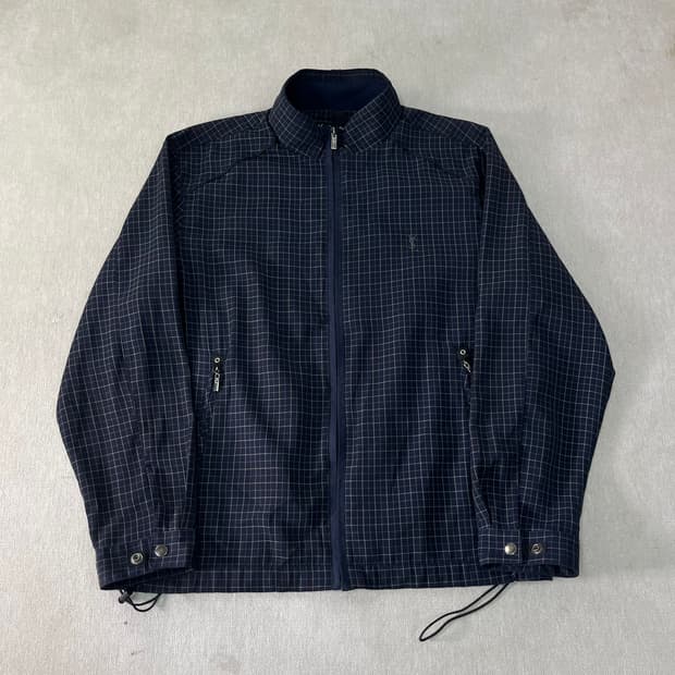 100 입생로랑 90s 빈티지체크 블루종 자켓 