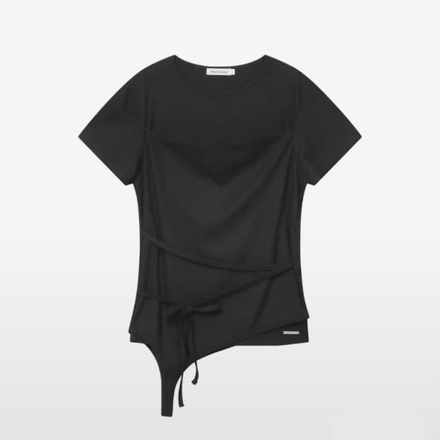 미세키서울 String layered knit top BLACK