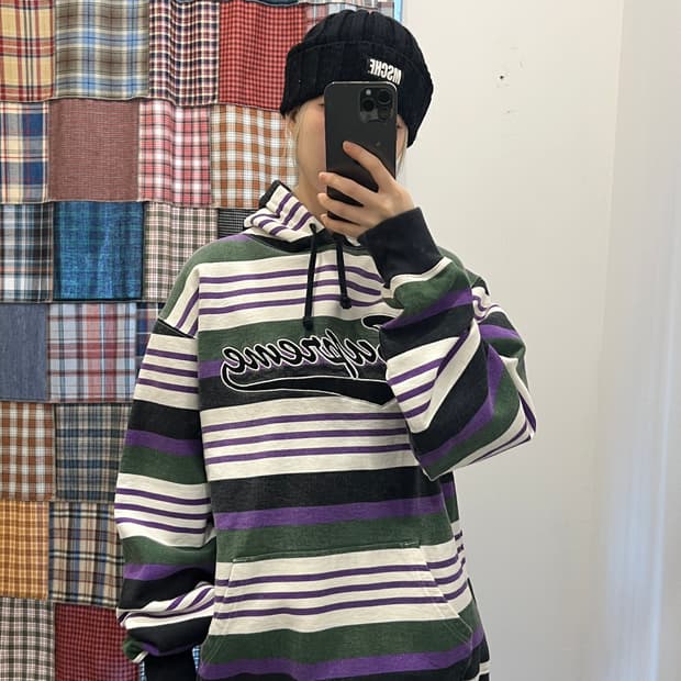 슈프림 스트라이프 후드티