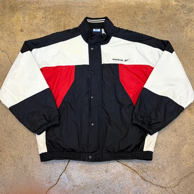 레어 90s 미국 빈티지 리복 빅로고 바람막이 패딩 자켓