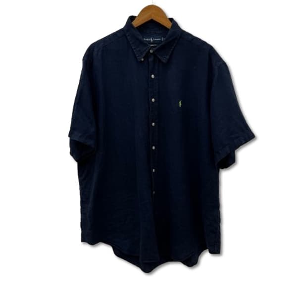 폴로 랄프로렌 네이비 리넨 반팔 셔츠
