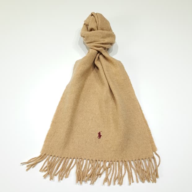 MX593 폴로 90s 스코틀랜드판 램스울 버건디포니 카멜 머플러 목도