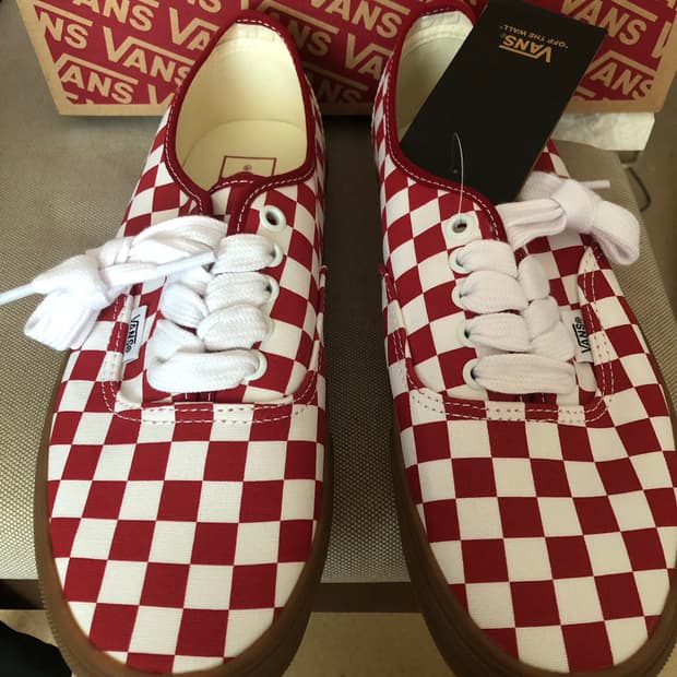 반스 어센틱 체커보드 레드 265mm 새상품