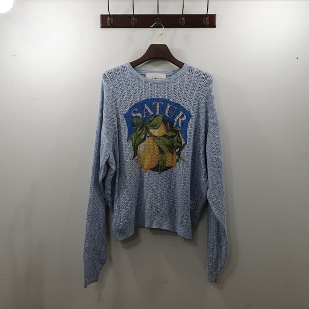 L 세터 여성 오버핏 여름 시스루 레몬 니트