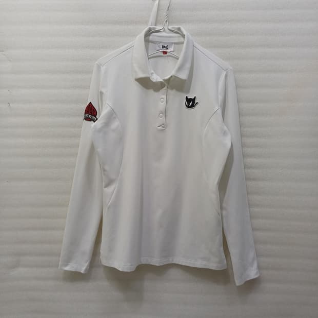 왁 골프 약 기모 카라 긴팔 티 여성 M 피치기모 흰색 사랑봉봉