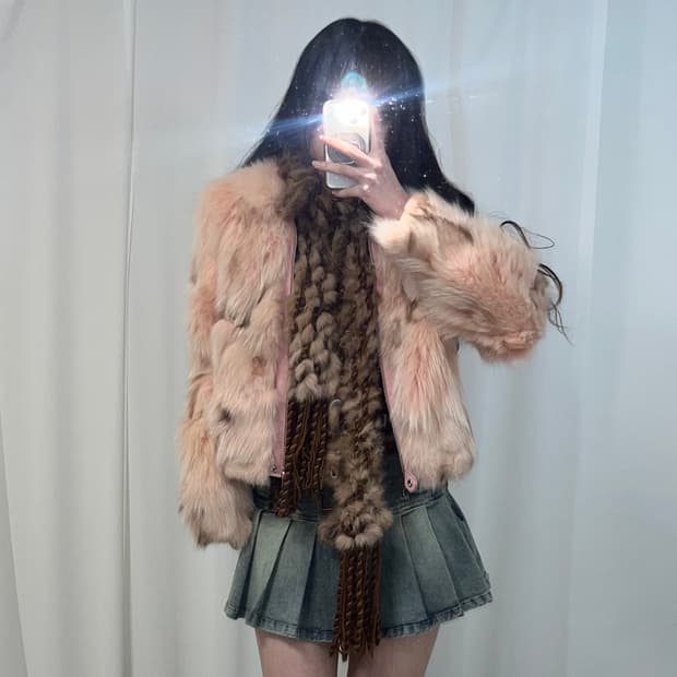 핑크 폭스 퍼 자켓