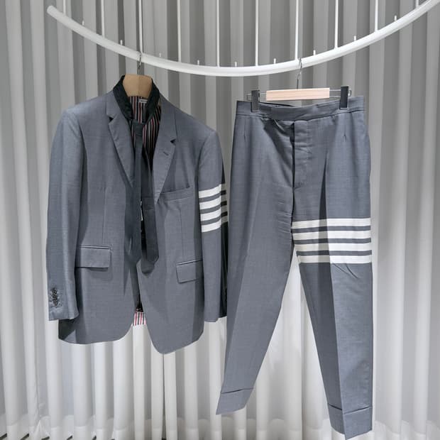 (A+/3,2) / 톰브라운 사선완장 수트 정장 셋업 미드그레이