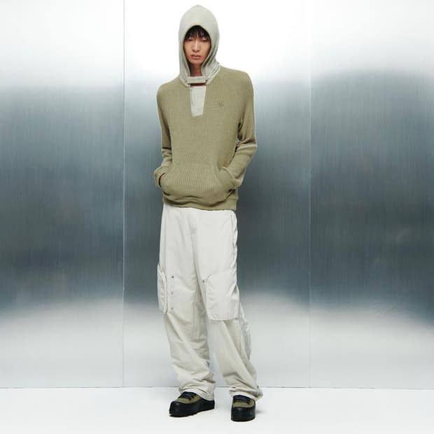 산산기어 리브드 후디 니트 카키