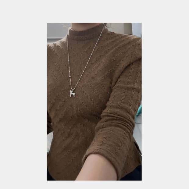 빈티지 크링클 브라운 탑 긴소매 상의