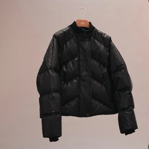 에르메스 가죽 푸퍼 패딩 블랙 34