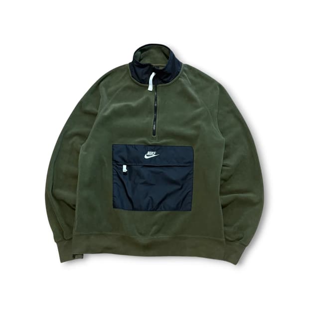 Nike 올리브 그린 색상의 플리스 하프 집업 아노락