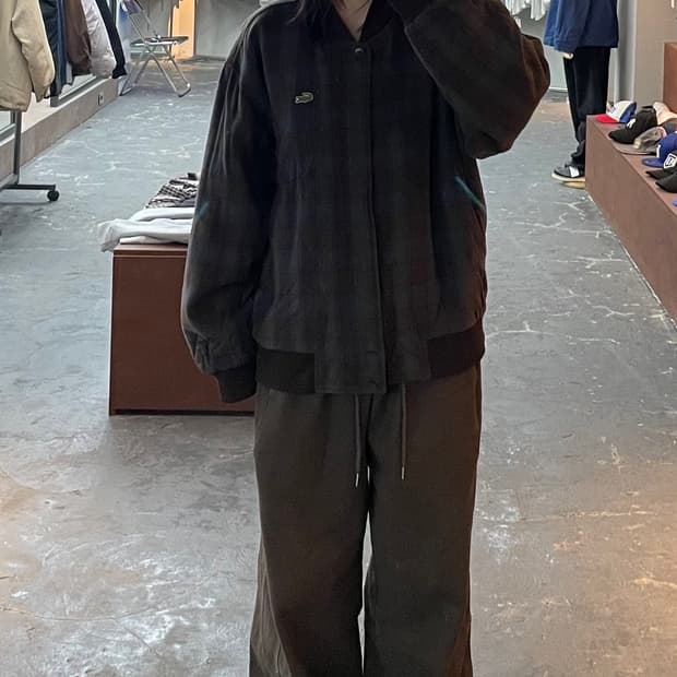 라코스테 체크 패턴 블루종 자켓 H1264