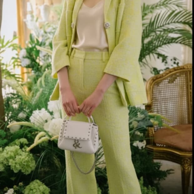 앤디앤댑 플라워버튼 트위드 자켓 66사이즈