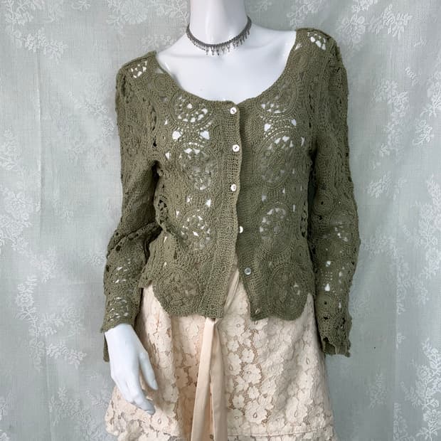빈티지 민트 크로셰 볼레로 가디건 1119 모리걸 y2k 스트릿 갸루 펑