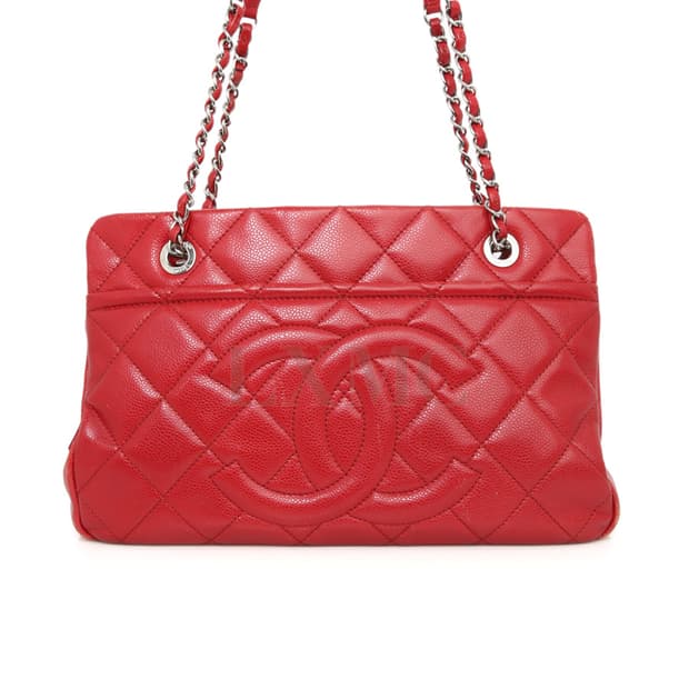 샤넬 캐비어 체인 숄더 레드 샤핑백 레드 A67294