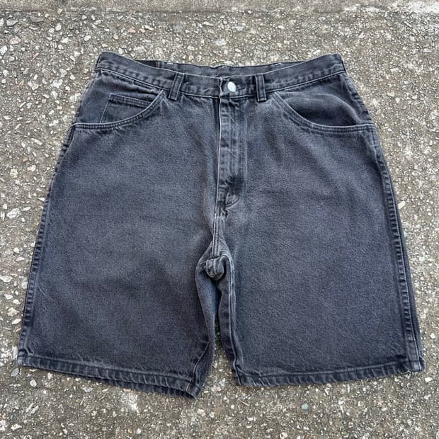 빈티지 랭글러 흑청 데님 반바지