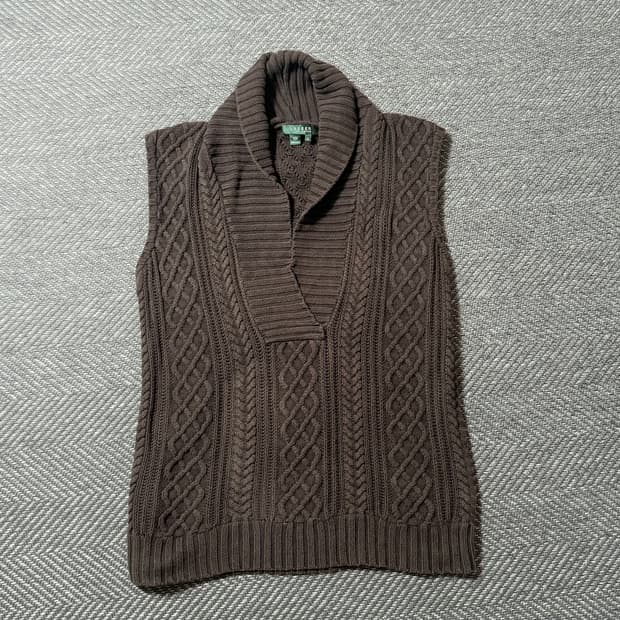 랄프로렌 브라운 니트 조끼 (XL)
