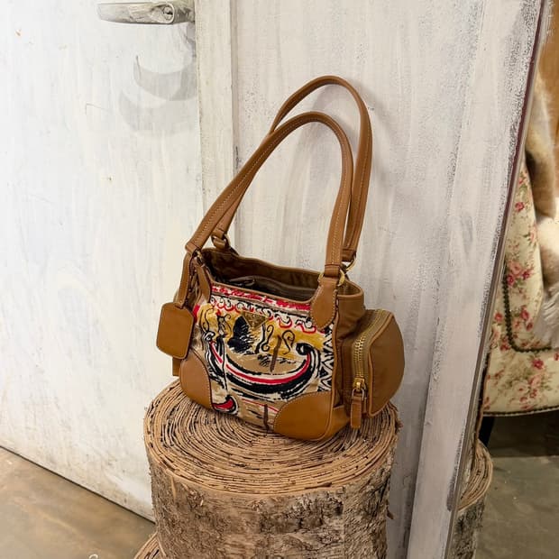 프라다 브라운 베니스 워터컬러 호보백