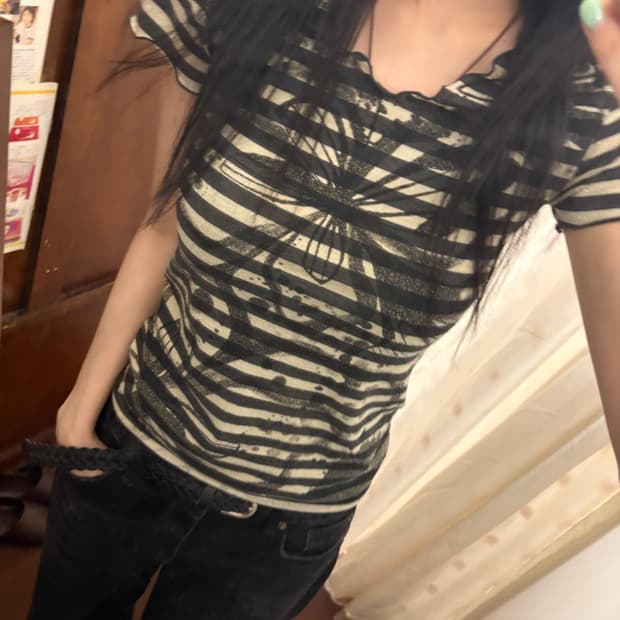 jpn vintage stripe t-shirt