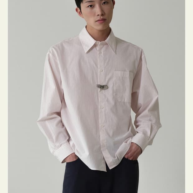 [3] WAVINESS 오리가미 스트라이프 셔츠 핑크