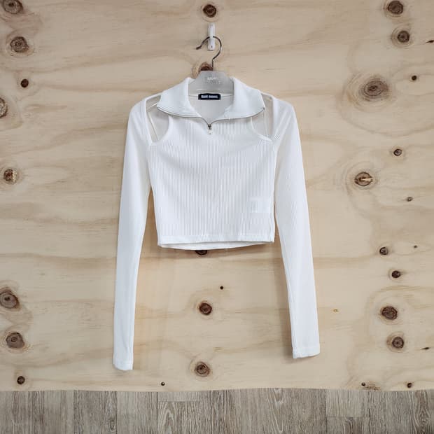 1155) 여성 어깨트임 크롭 긴팔티