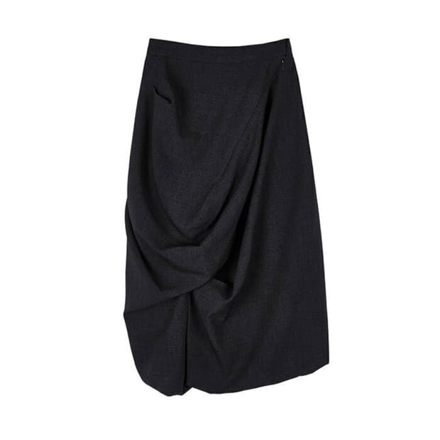 MIDI DRAPE SKIRT (CHARCOAL)