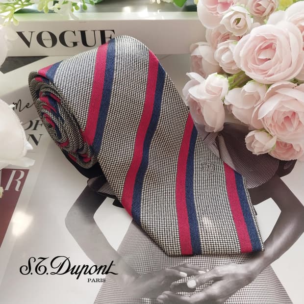 듀퐁 실크 그레이 스트라이프 슬림 넥타이 7.9cm A+등급 k1914
