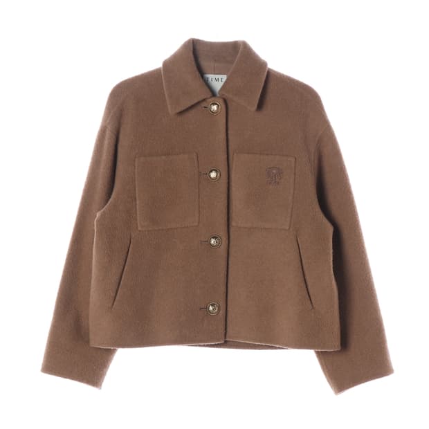 타임 22FW 낙타 울 100% 숏 코트