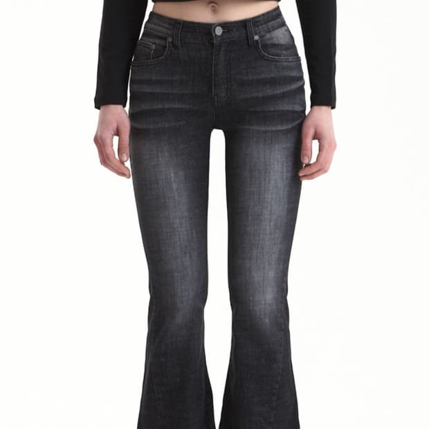 시너진 캣워싱 데님 팬츠 블랙 (장원영 착용)