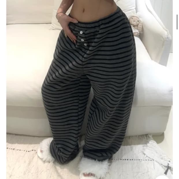 단가라 스트라이프 루즈핏 팬츠 