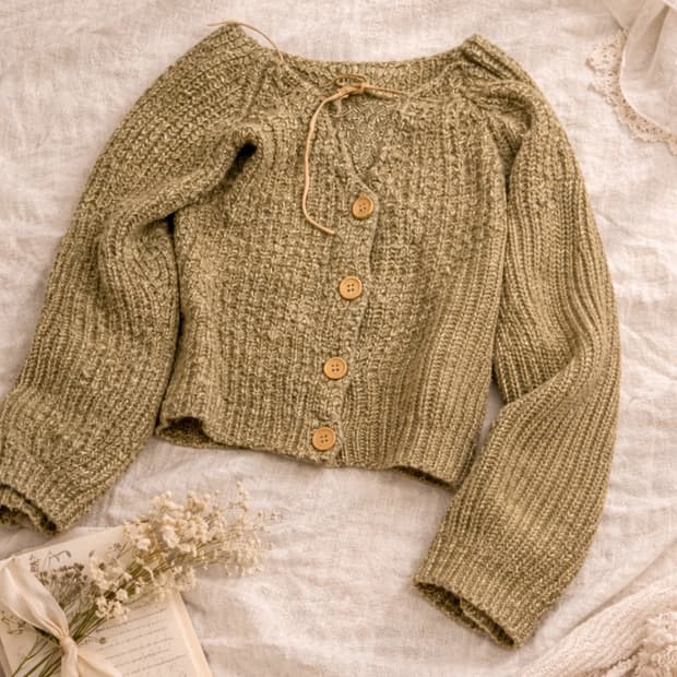 일본 빈티지 브라운 니트 가디건