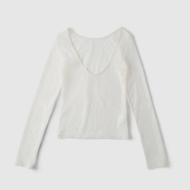 Whoisshe 후이즈쉬 flower lace tee (cream)