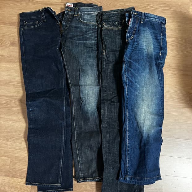 남자 청바지 4벌 일괄 (디스퀘어드2, 디젤, 언브랜디드, 에드윈)