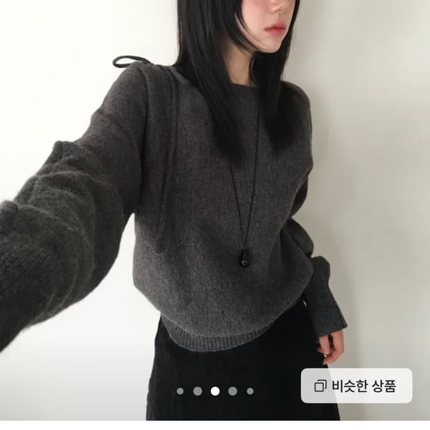 노비야카 보트넥 리본니트 차콜