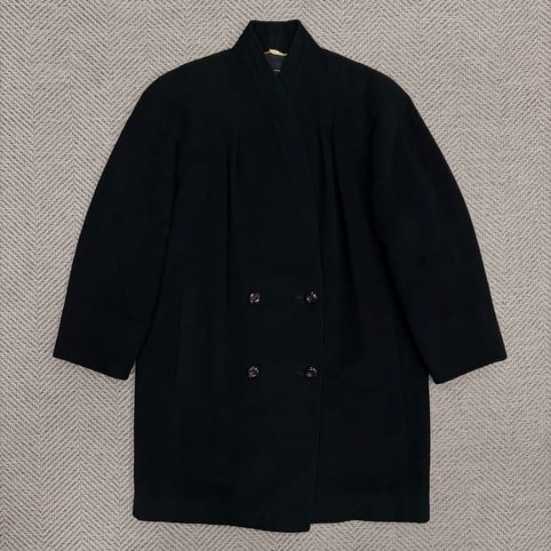 마듀슨 블랙 울 캐시미어 코트 v1067