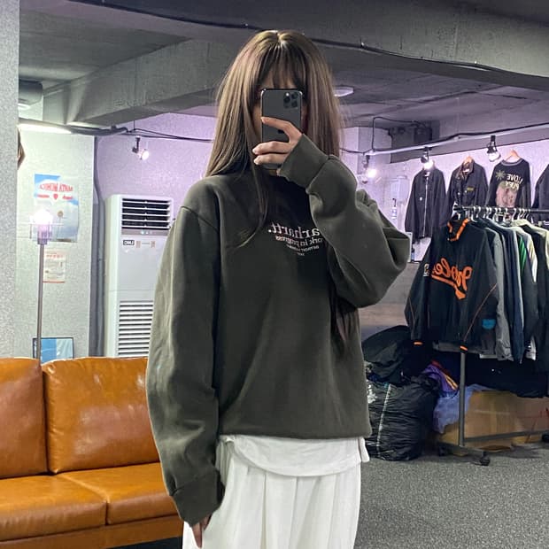 칼하트 스몰로고 그린 맨투맨 B2556