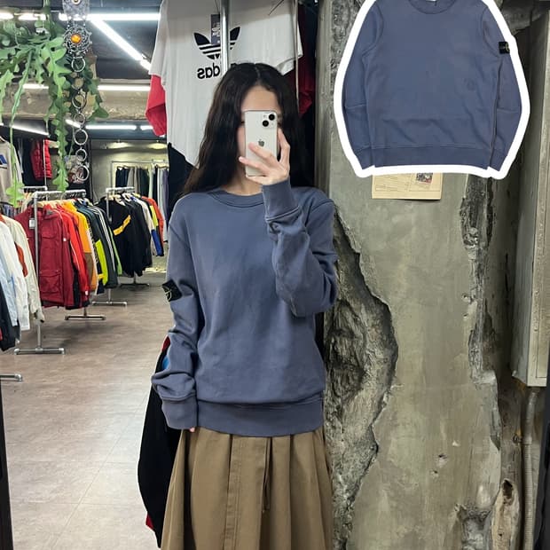 스톤아일랜드 맨투맨 퍼플그레이 M #csz1755