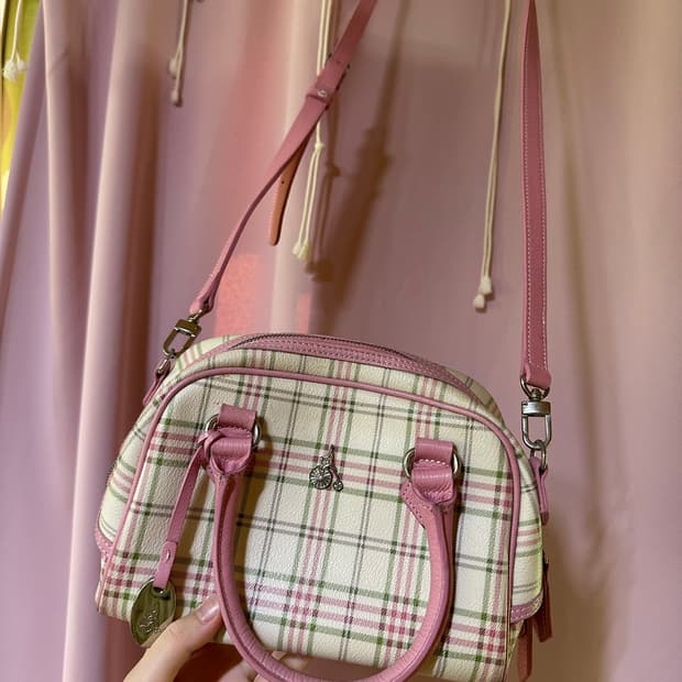 빈폴 핑크 체크 크로스백 빈폴가방 빈폴백 y2k