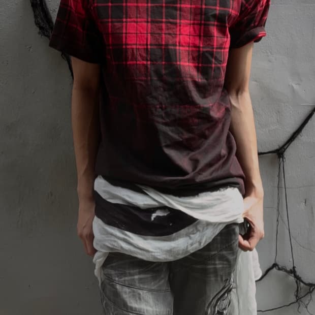 Vtg 00s 락시크 딥레드 체크 티셔츠