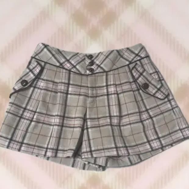딸기초코 브라운 체크 반바지 숏팬츠 라떼 히메 갸루 러블리 빈티지