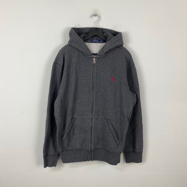 폴로 랄프로렌 차콜 기모 후드집업 레드 포니 L