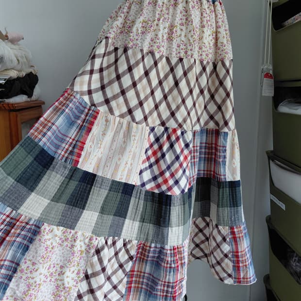 [빈티지] 패치워크 캉캉 롱 스커트